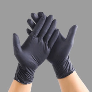 Disposable black nitrile gloves