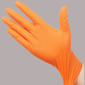 Orange diamond grip nitrile glove